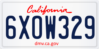 CA license plate 6XOW329
