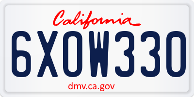 CA license plate 6XOW330