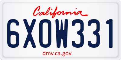 CA license plate 6XOW331