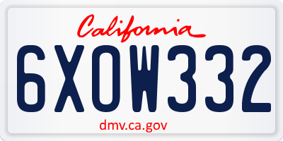 CA license plate 6XOW332