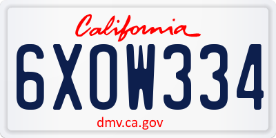CA license plate 6XOW334