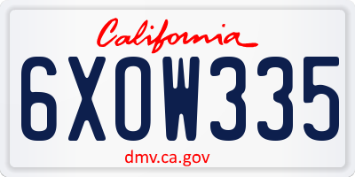 CA license plate 6XOW335
