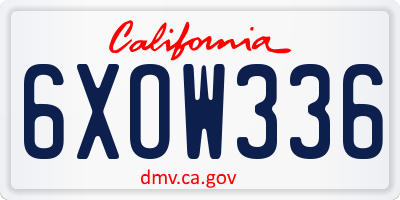 CA license plate 6XOW336