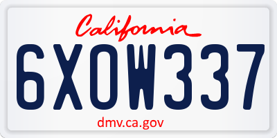 CA license plate 6XOW337