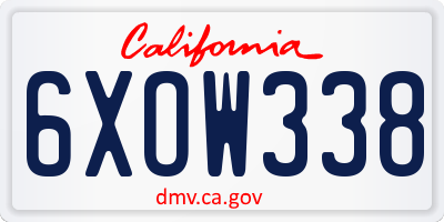 CA license plate 6XOW338