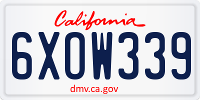 CA license plate 6XOW339