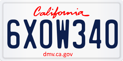 CA license plate 6XOW340
