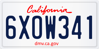 CA license plate 6XOW341