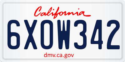 CA license plate 6XOW342