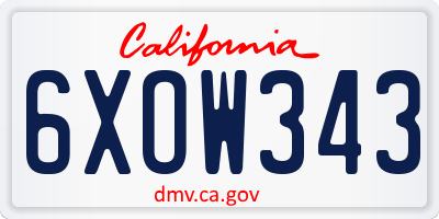 CA license plate 6XOW343