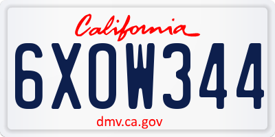 CA license plate 6XOW344