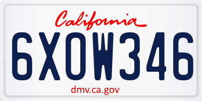 CA license plate 6XOW346
