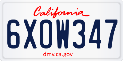 CA license plate 6XOW347