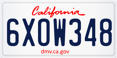 CA license plate 6XOW348