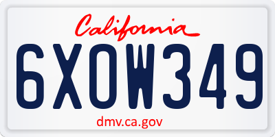 CA license plate 6XOW349