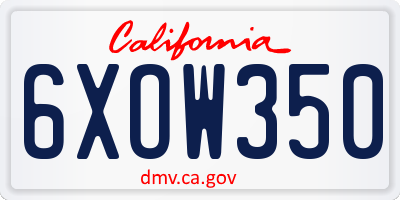 CA license plate 6XOW350
