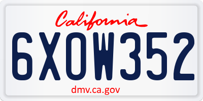 CA license plate 6XOW352
