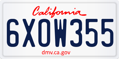 CA license plate 6XOW355