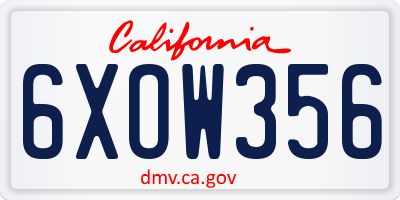 CA license plate 6XOW356