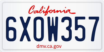CA license plate 6XOW357