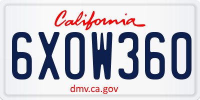 CA license plate 6XOW360
