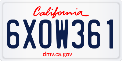 CA license plate 6XOW361