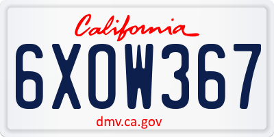 CA license plate 6XOW367