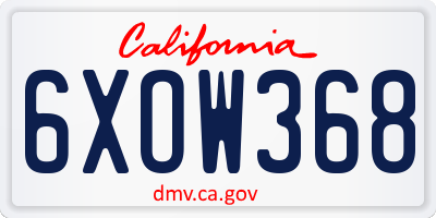 CA license plate 6XOW368