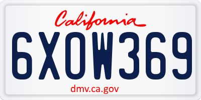 CA license plate 6XOW369