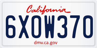 CA license plate 6XOW370