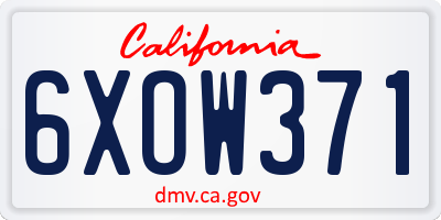 CA license plate 6XOW371