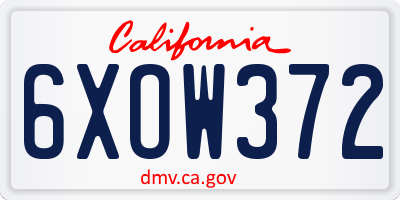 CA license plate 6XOW372