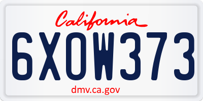 CA license plate 6XOW373