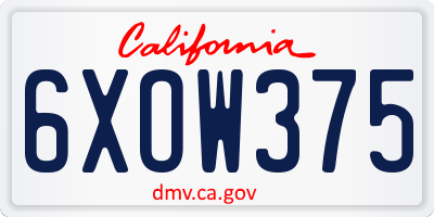 CA license plate 6XOW375