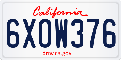 CA license plate 6XOW376