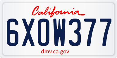 CA license plate 6XOW377