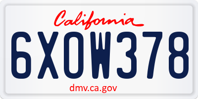 CA license plate 6XOW378