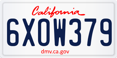 CA license plate 6XOW379