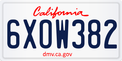 CA license plate 6XOW382