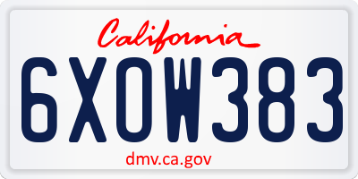 CA license plate 6XOW383