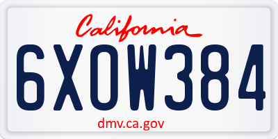 CA license plate 6XOW384