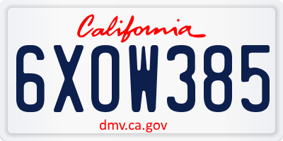 CA license plate 6XOW385