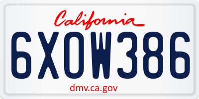 CA license plate 6XOW386