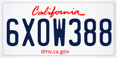 CA license plate 6XOW388