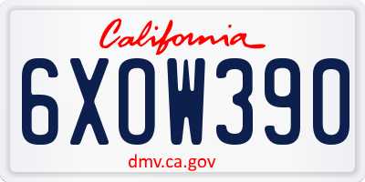 CA license plate 6XOW390