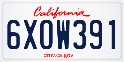 CA license plate 6XOW391