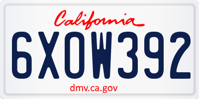 CA license plate 6XOW392