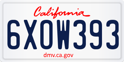 CA license plate 6XOW393
