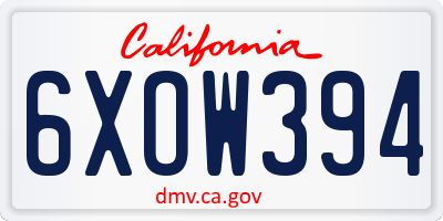 CA license plate 6XOW394