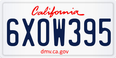 CA license plate 6XOW395